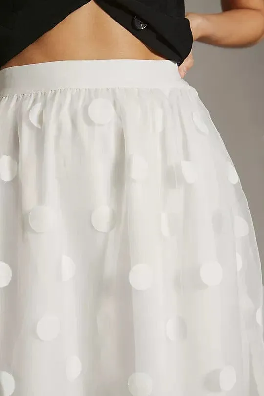 Tulle Midi Skirt - Snowflake Dot Convertible Length