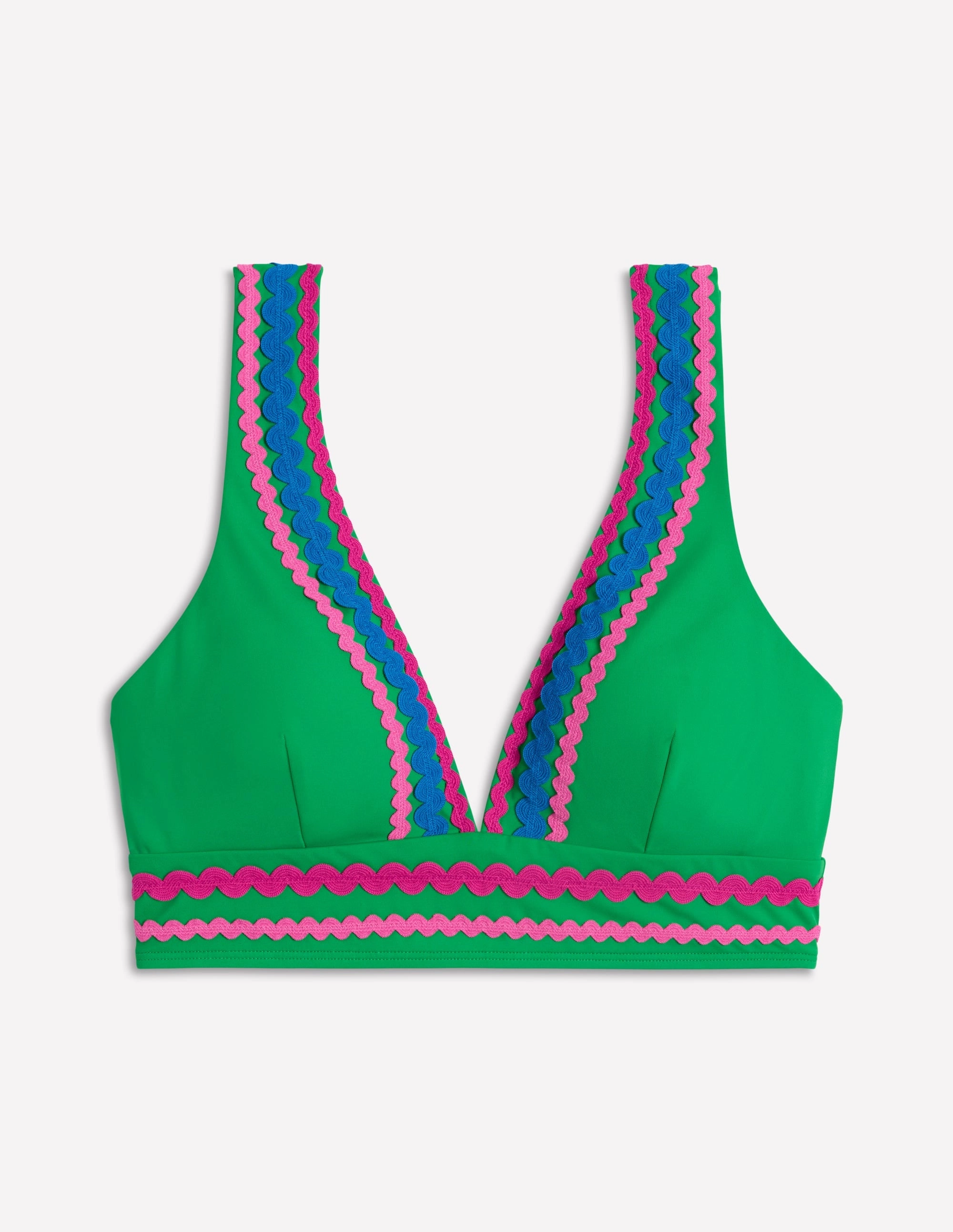Porto Bikini Top-Bright Green Rik Rak color blocking Holiday Retreat