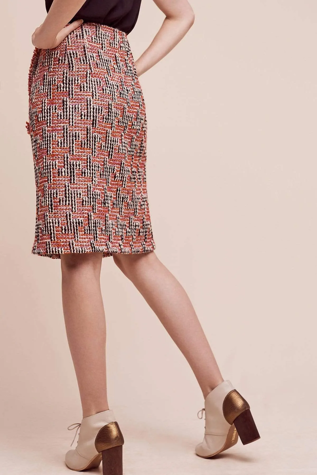 Minimalist fashion Subtle Shimmer Tweed Pencil Skirt