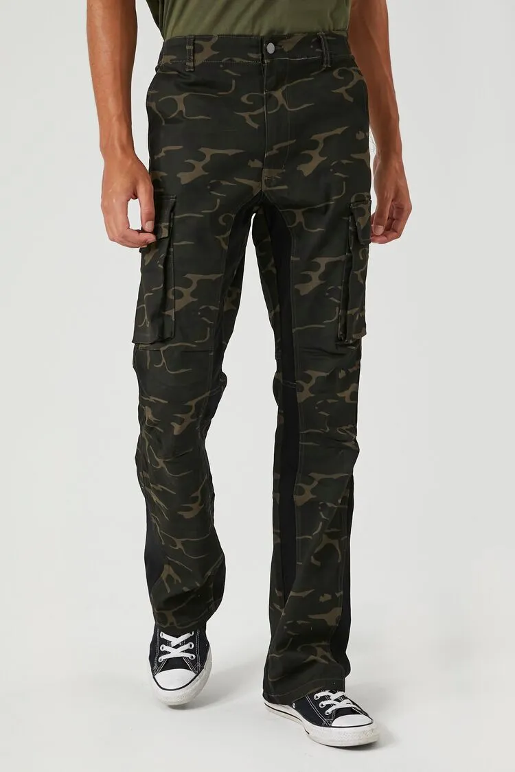 Twill Camo Print Slim-Fit Pants