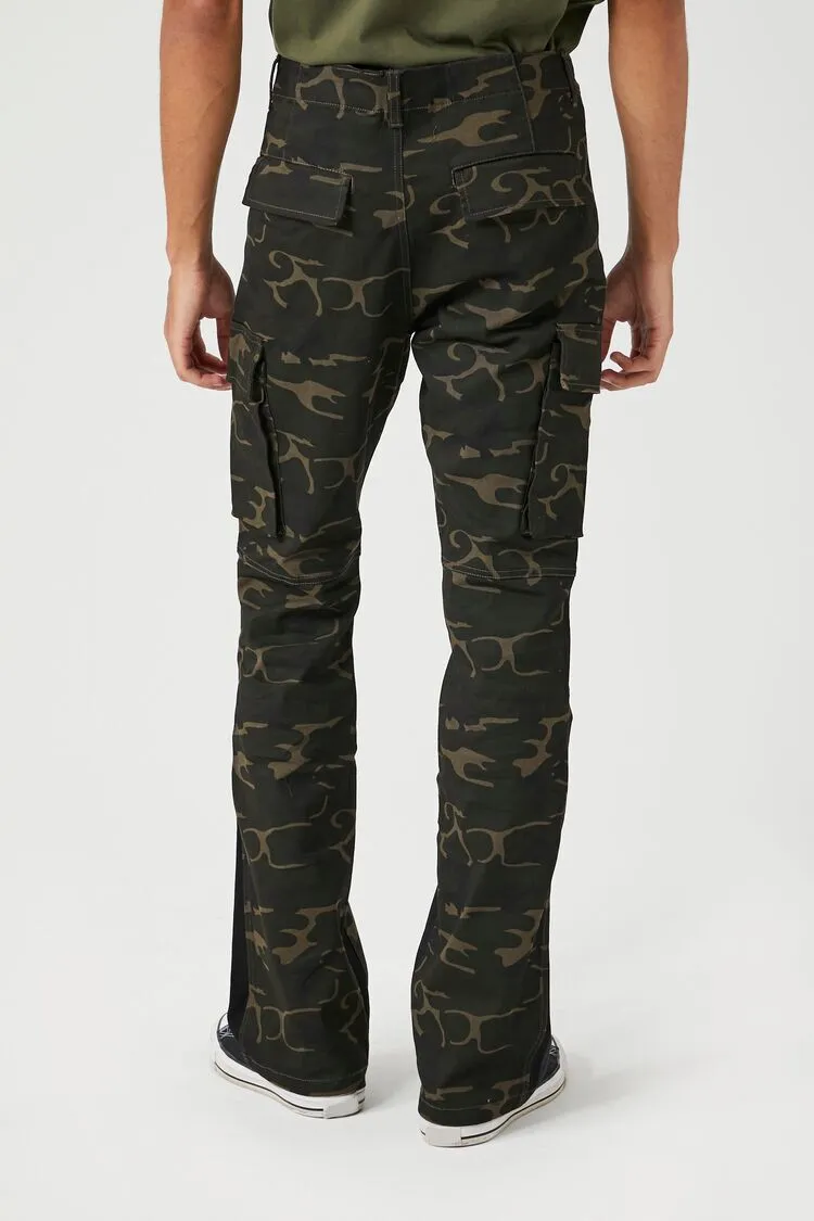 Twill Camo Print Slim-Fit Pants