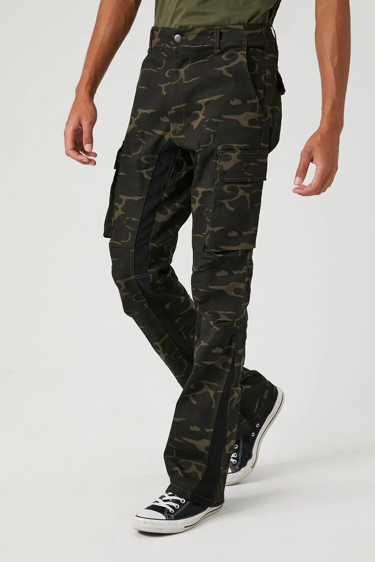 Twill Camo Print Slim-Fit Pants