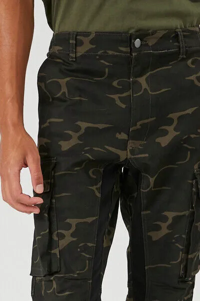 Twill Camo Print Slim-Fit Pants
