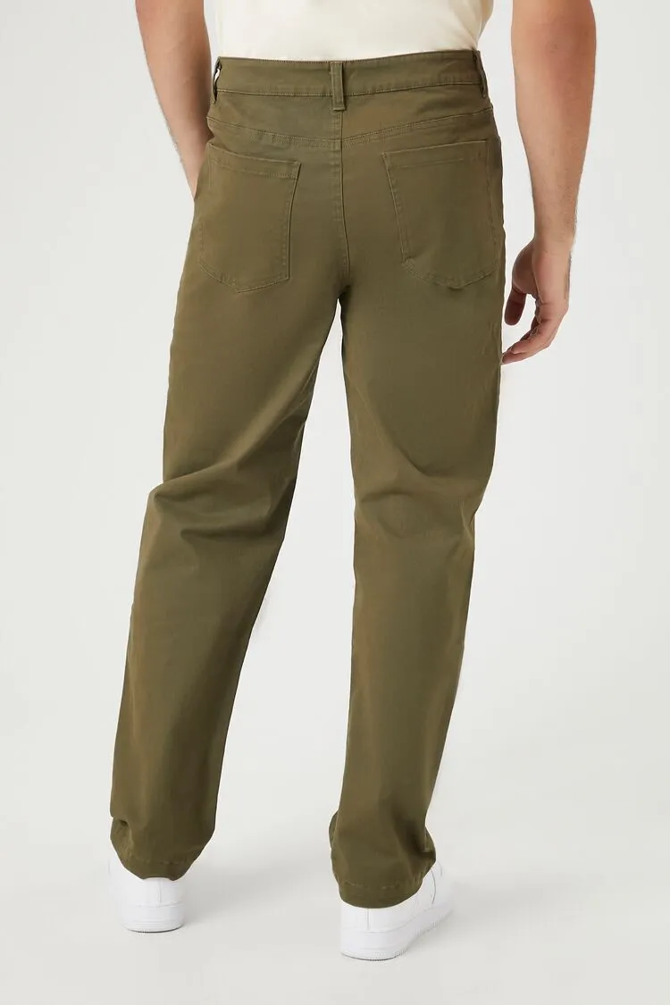 Twill Mid-Rise Slim-Fit Pants