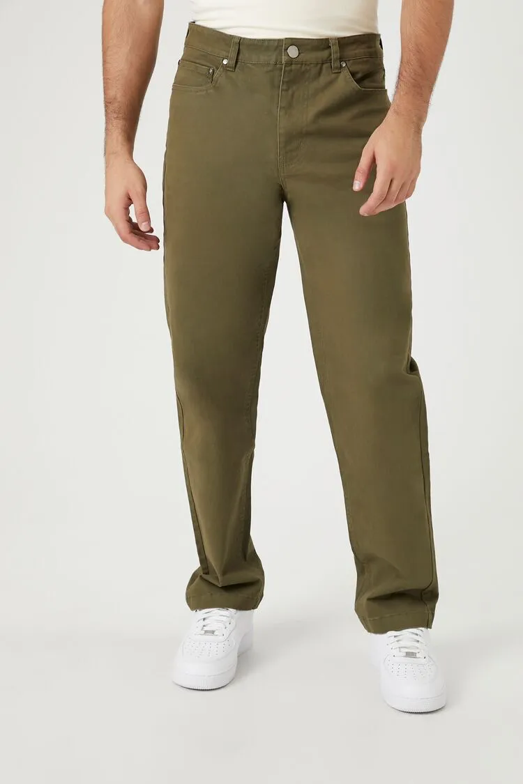 Twill Mid-Rise Slim-Fit Pants