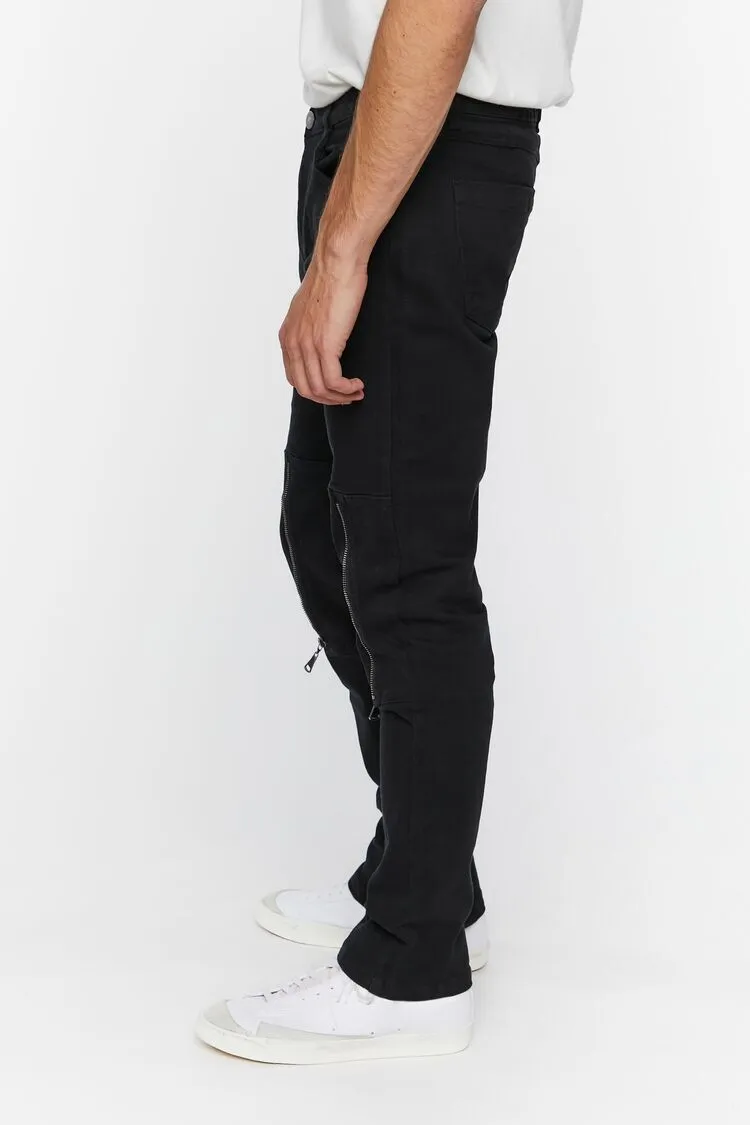 Twill Slim-Fit Zippered Pants