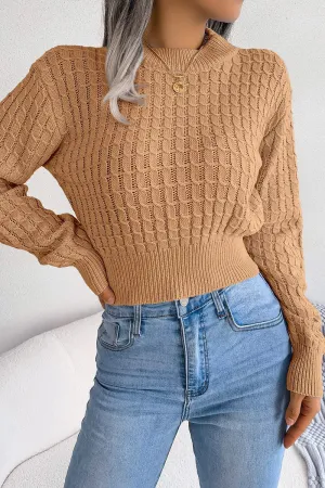 VNeckline Vintage Hoodie TWIST CHUNKY CABLE KNIT RIBBED CROP SWEATSHIRT