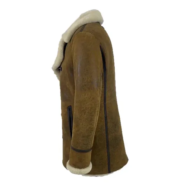 Tyler's Distressed Shearling Real Leather Trench Coat