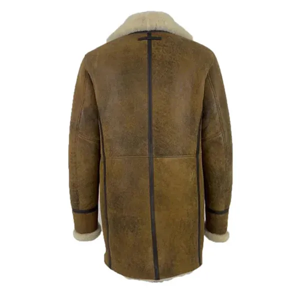 Tyler's Distressed Shearling Real Leather Trench Coat