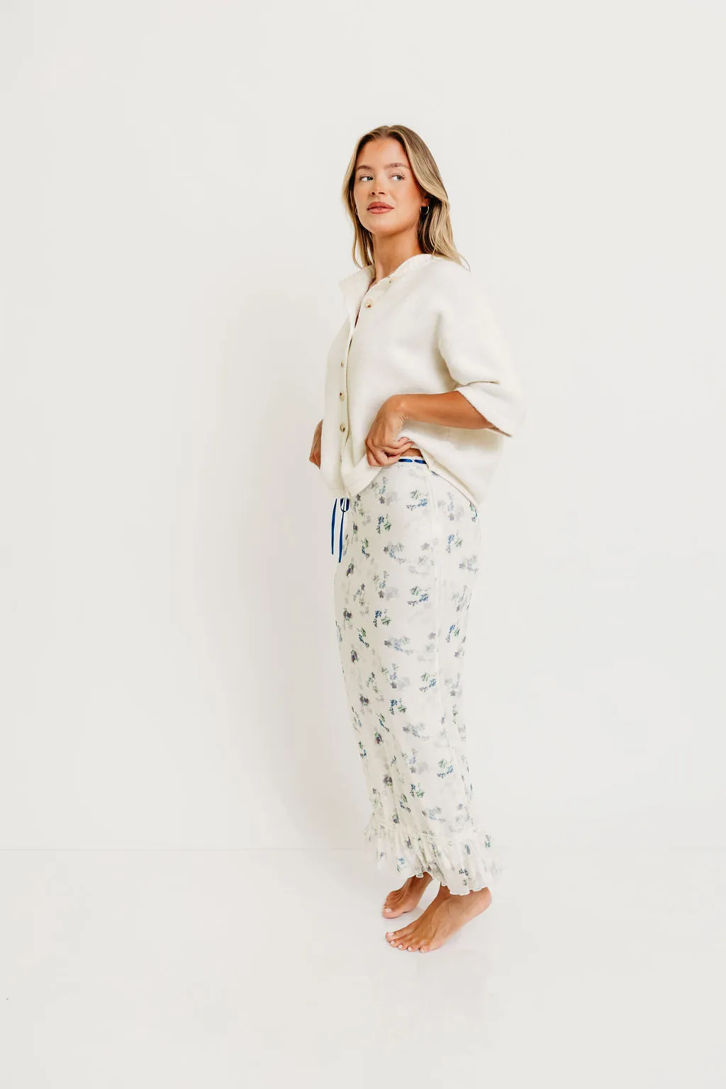 Tyra Floral Mesh Maxi Skirt in Cream No Ride Up Silicone Grip