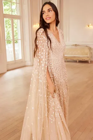 Fashion Essential Comfy Flex Clover Cape Sleeve Ankle Gown
