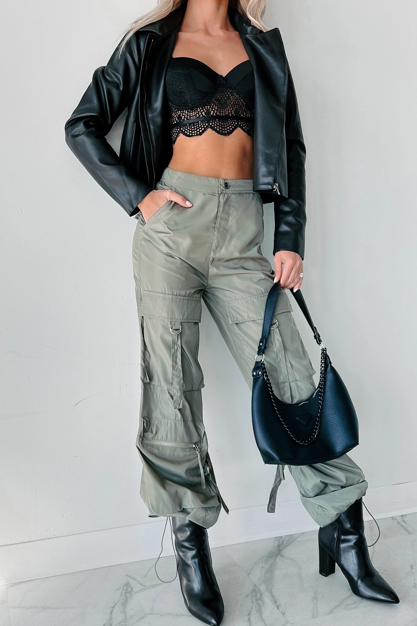 Sporty Cut You've Heard About Me Cargo Utility Pants (Olive)