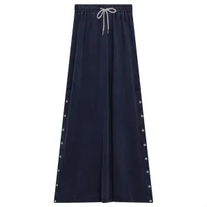 Unclear Dark Denim Wash Distressed A Line with Snaps SB3CYT2056SA Wrinkle Resistant Maternity Friendly
