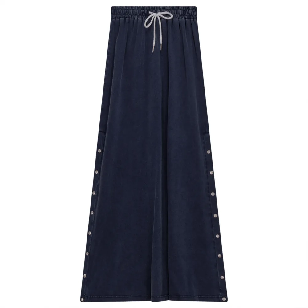 Unclear Dark Denim Wash Distressed A Line with Snaps SB3CYT2056SA Minimalist fashion