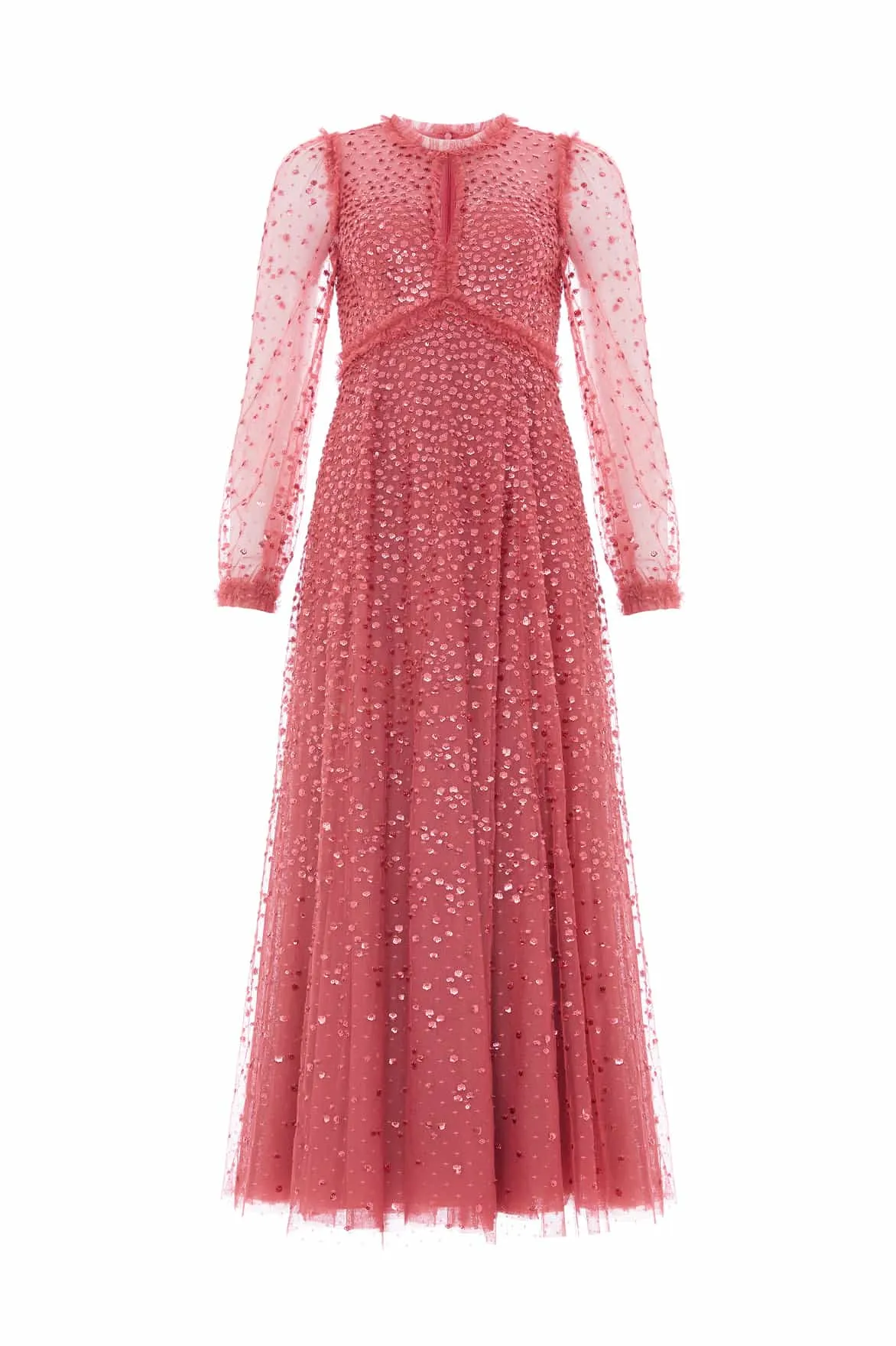 Dappled Sequin Long Sleeve Ankle Gown Ready Glow boho vibe