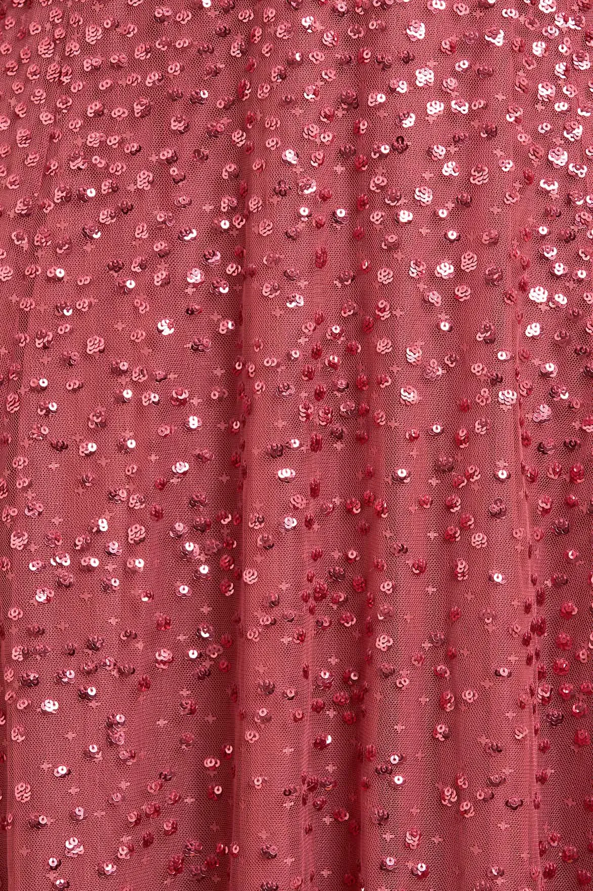Smooth Outline Dappled Sequin Long Sleeve Ankle Gown