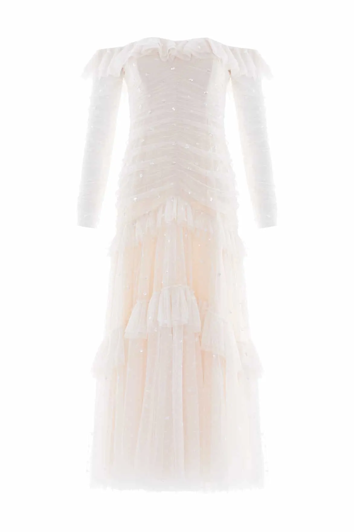 Sequin Glimmer Rouched Off-Shoulder Gown Versatile Wearable