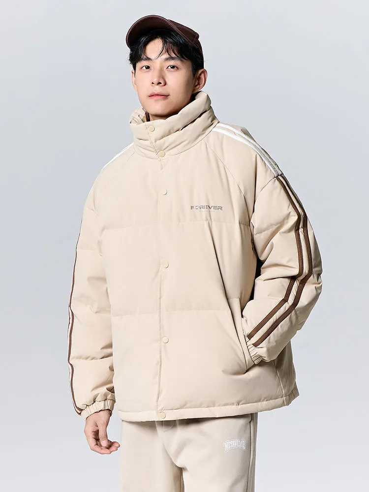 Unisex earth gray green short thick down jacket
