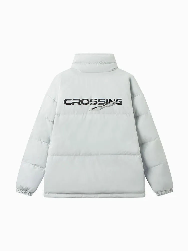 Unisex earth gray green short thick down jacket