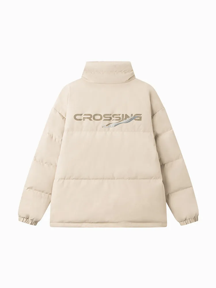 Unisex earth gray green short thick down jacket