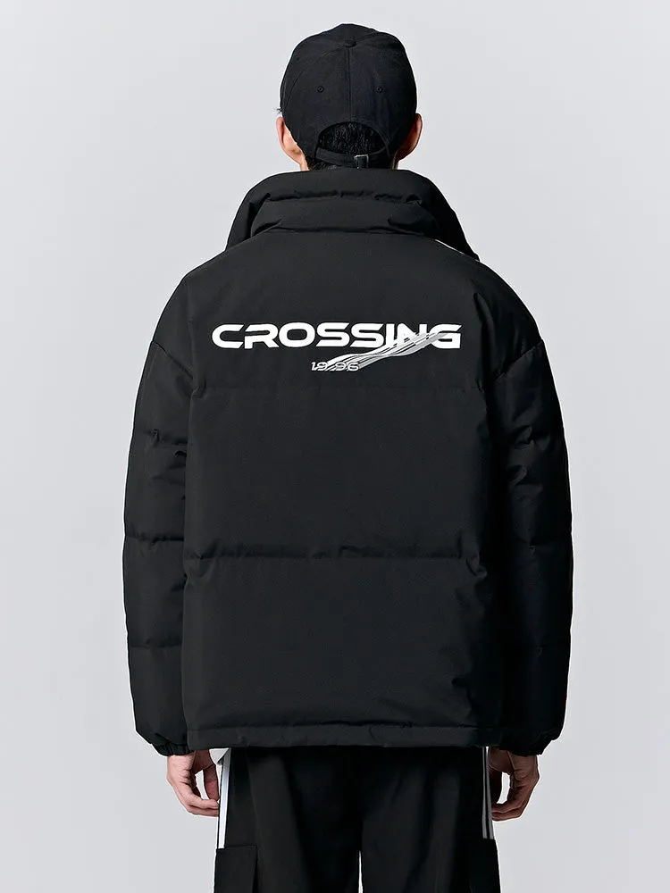 Unisex earth gray green short thick down jacket