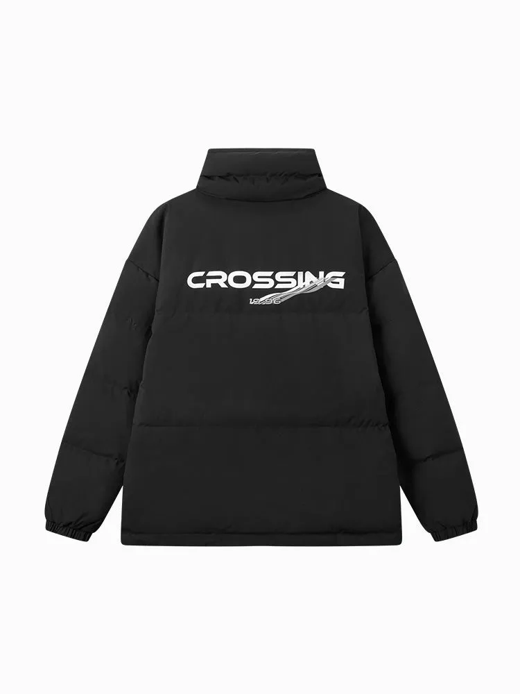 Unisex earth gray green short thick down jacket
