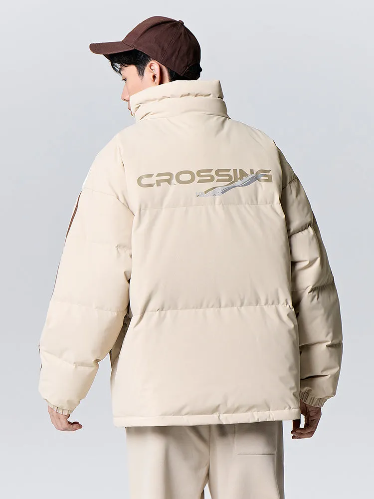 Unisex earth gray green short thick down jacket