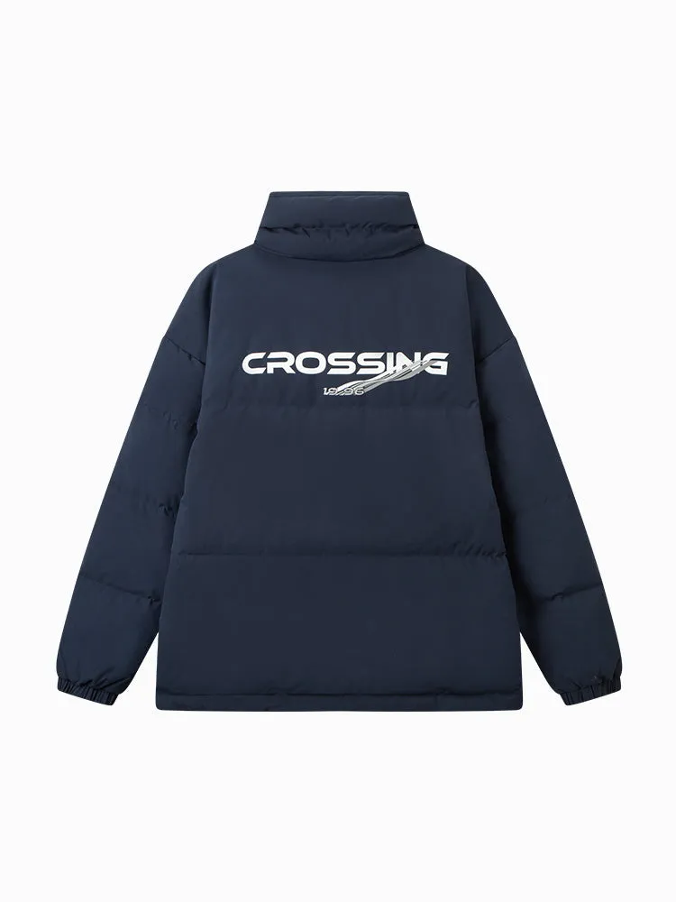 Unisex earth gray green short thick down jacket