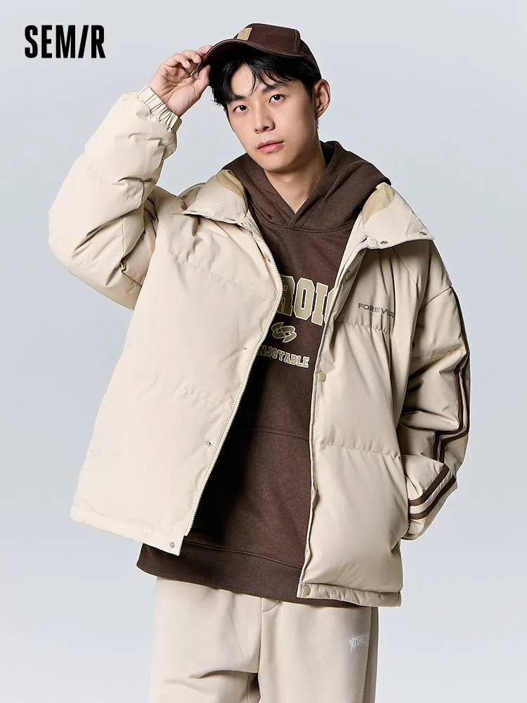Unisex earth gray green short thick down jacket