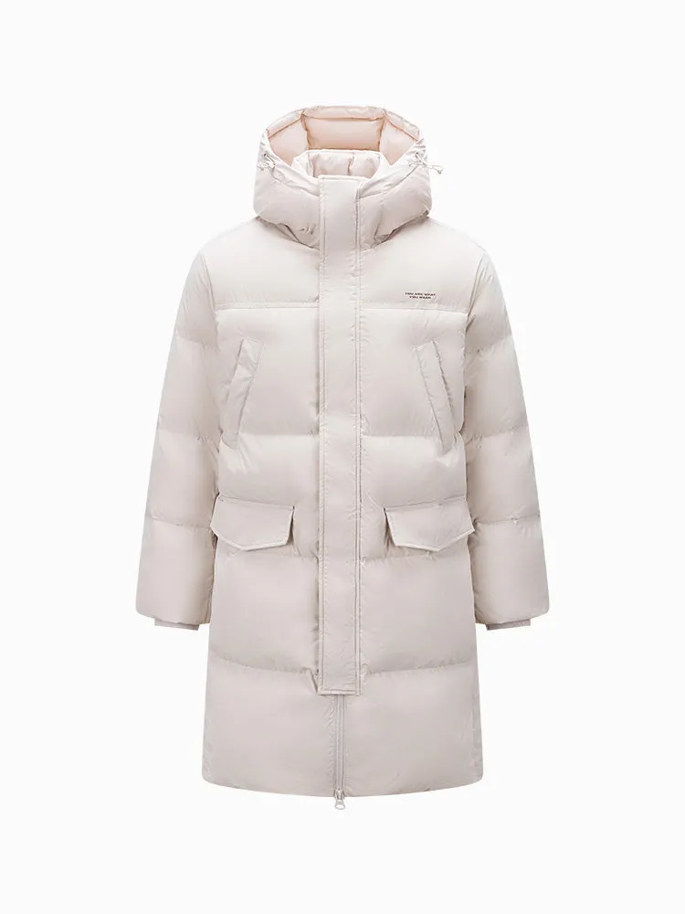 Unisex long thick down jacket