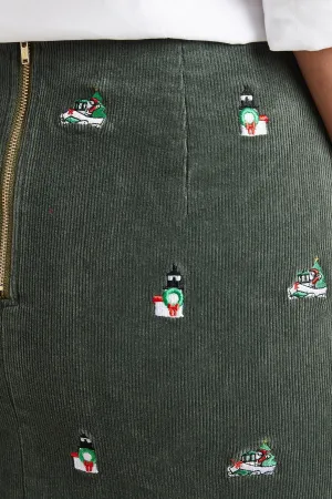 Thermal Lining Perfect Layer Ali Skirt Corduroy Olive with Santa Boat & Lighthouse