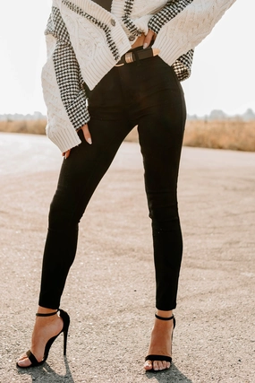 DoubleLayeredFabric Minimalist Stitching Rogue High Rise Super Skinny Cello Jeans (Black)