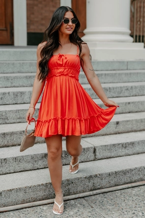 Unfiltered Charm Sleeveless Mini Dress (Coral) Pearl-Detail Jewel Tones