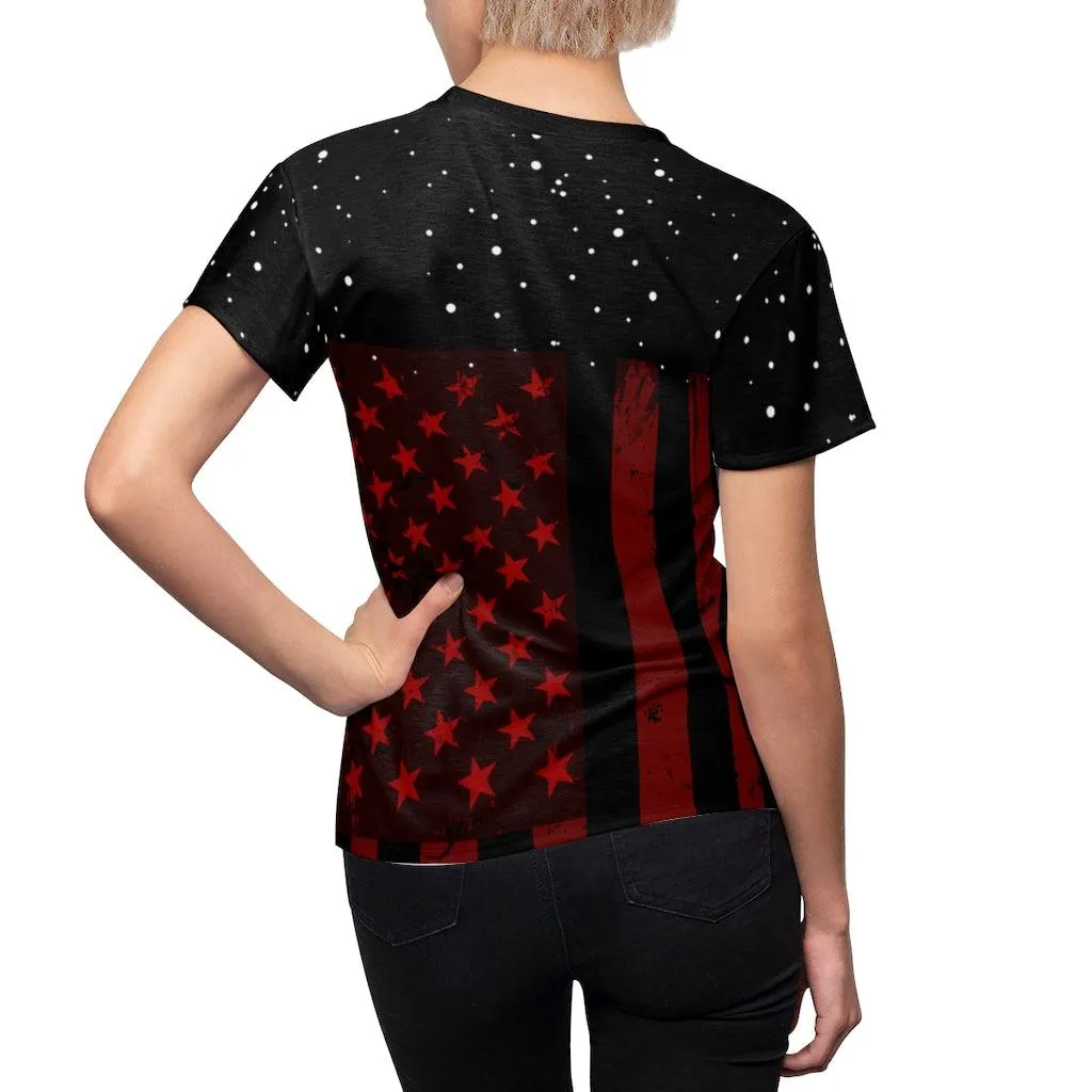 US Flag Skull All Over Print T-shirt For Women