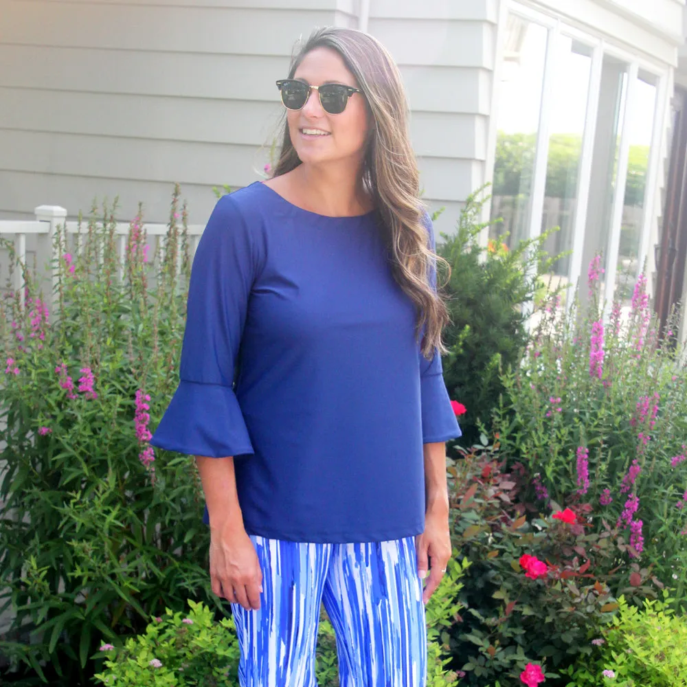 Bohemian style Flirty Top Navy