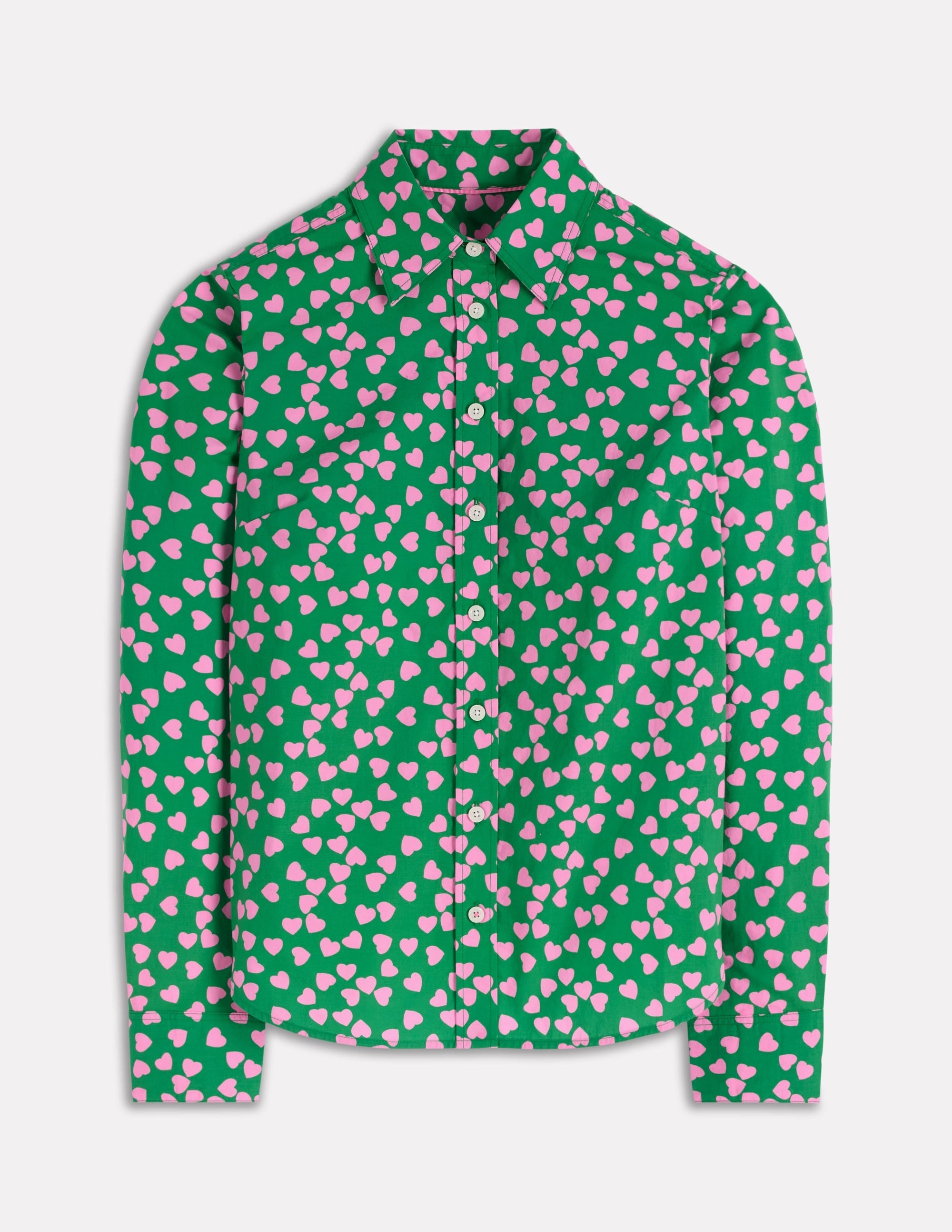 Sienna Cotton Shirt-Highland Green, Heart Cascade QuickDryConstruction AdjustableCuffs