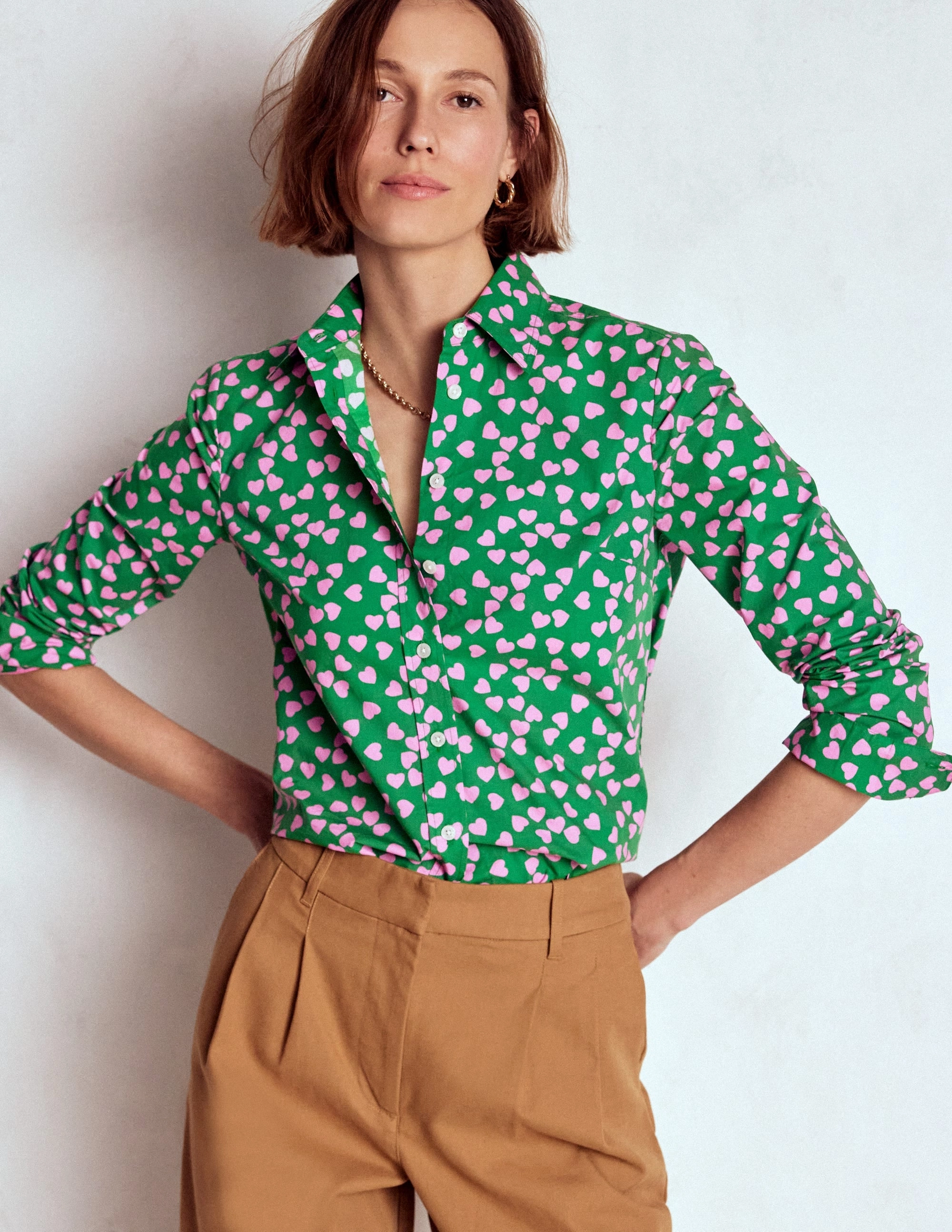Sienna Cotton Shirt-Highland Green, Heart Cascade QuickDry Performance AllSeason Wearability