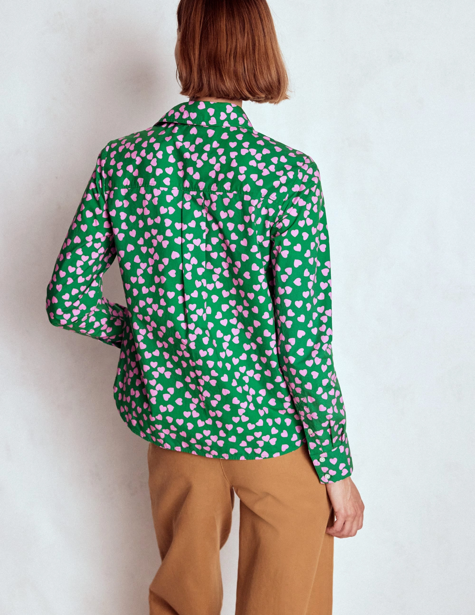 Microfiber Blended Fabric CollapsibleFrame Sienna Cotton Shirt-Highland Green, Heart Cascade