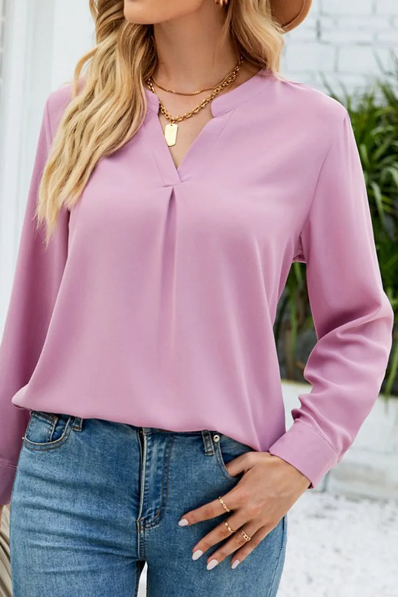 Cool Weather Basic Tank V NECK BUTTON CUFF BUSINESS OFFICE WORK BLOUSE