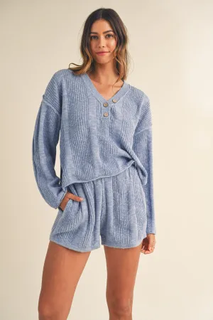V NECK KNIT SET