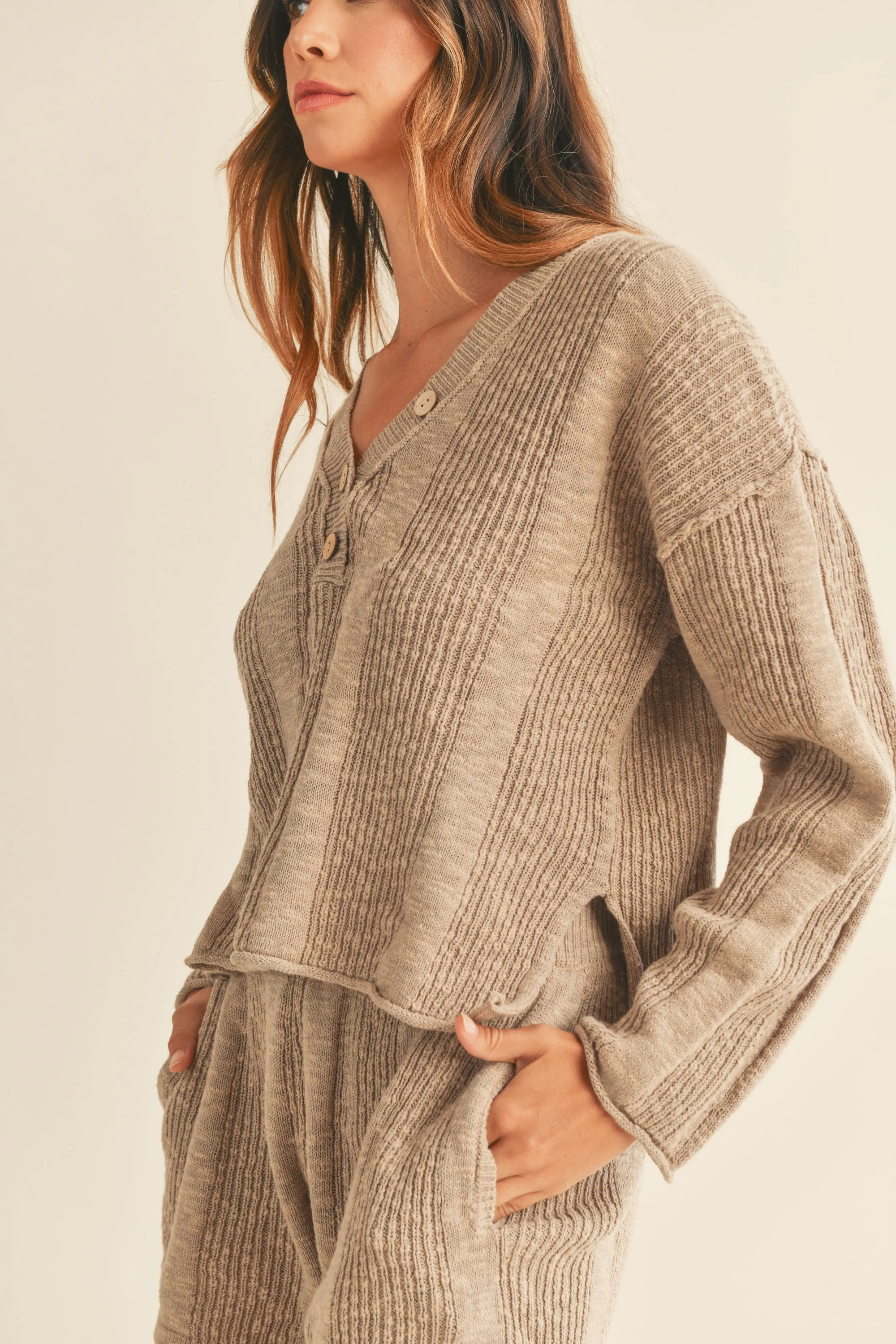 V NECK KNIT SET