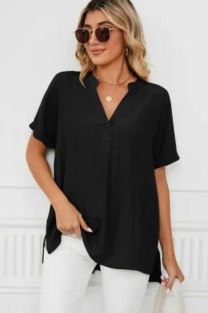 V NECK ROLL UP SHORT SLEEVES LOOSE FIT SHIRTS HighCollar Design High Visibility Trim
