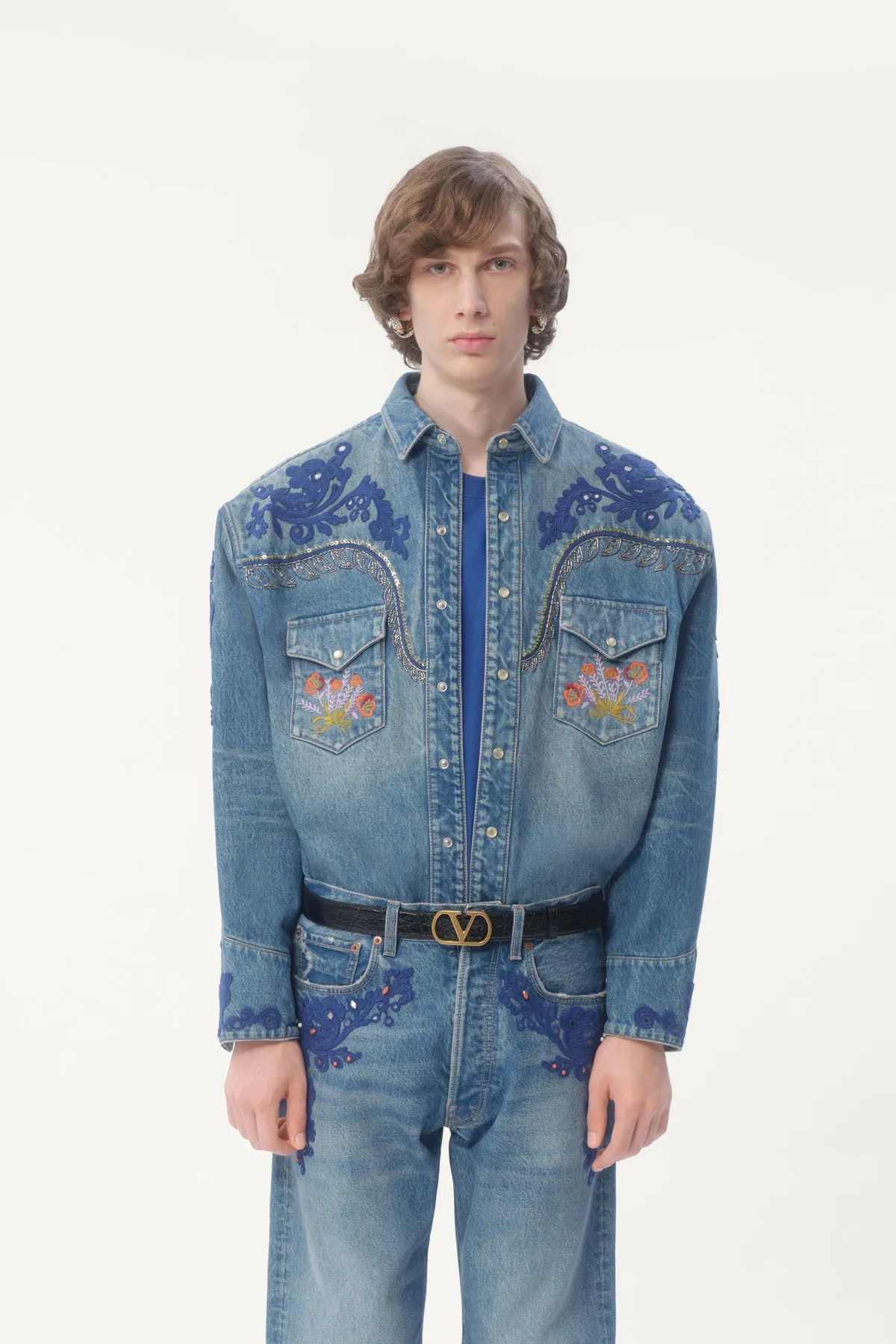 VALENTINO | EMBROIDERED DENIM SHIRT