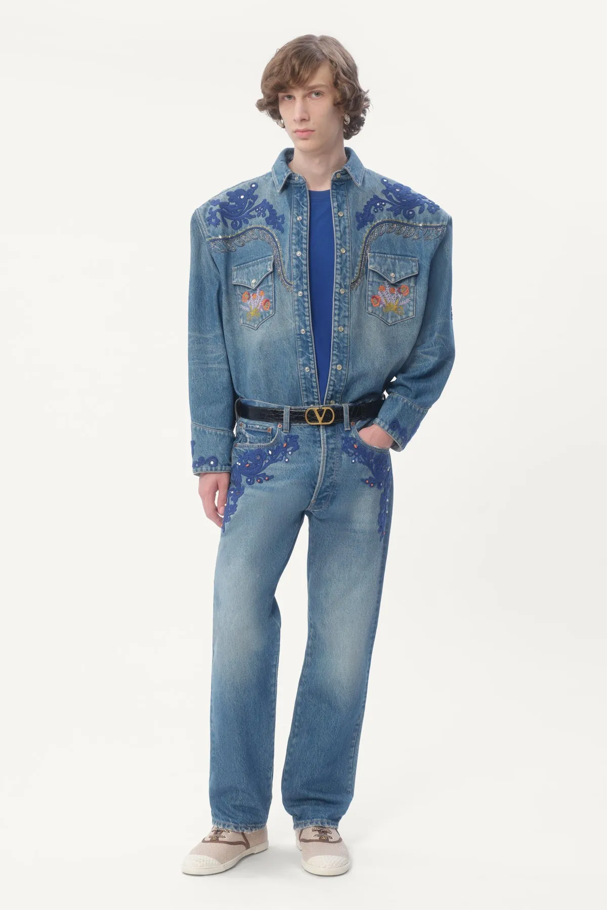 VALENTINO | EMBROIDERED DENIM SHIRT