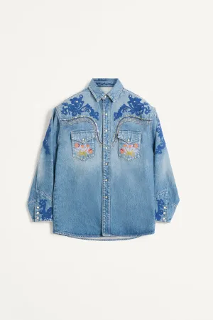 VALENTINO | EMBROIDERED DENIM SHIRT