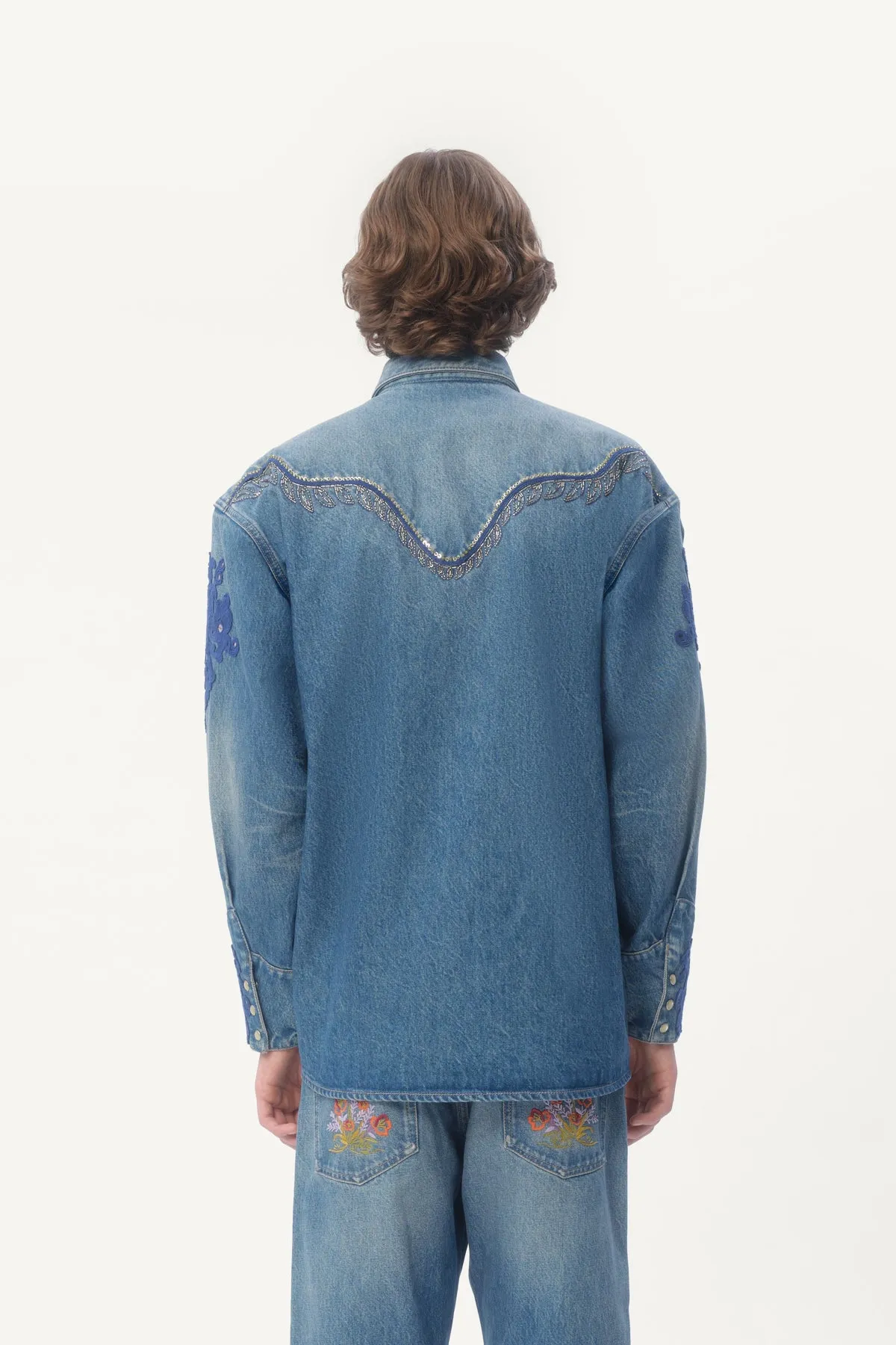 VALENTINO | EMBROIDERED DENIM SHIRT