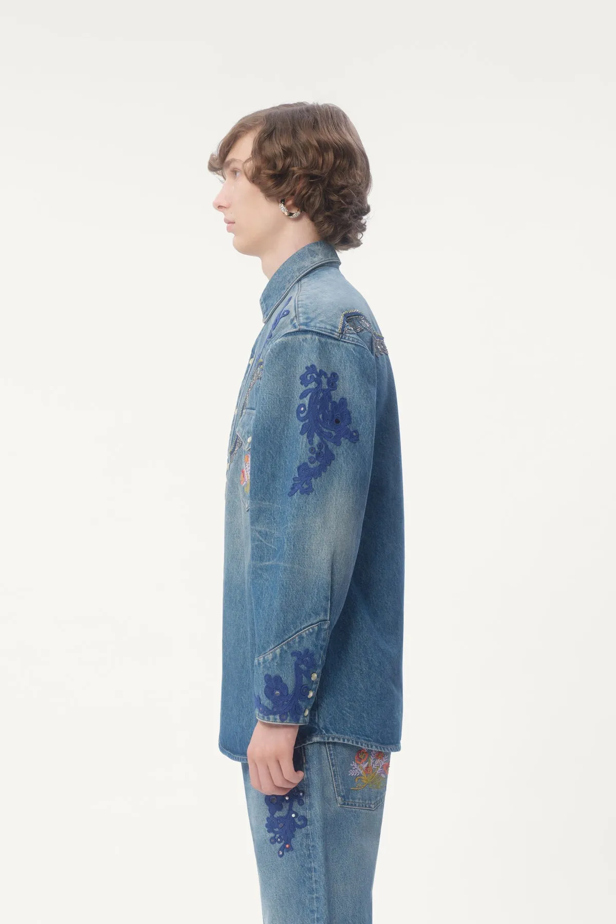 VALENTINO | EMBROIDERED DENIM SHIRT