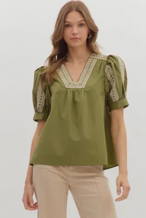 Valerie Crochet Trim Top PreShrunk Fabric