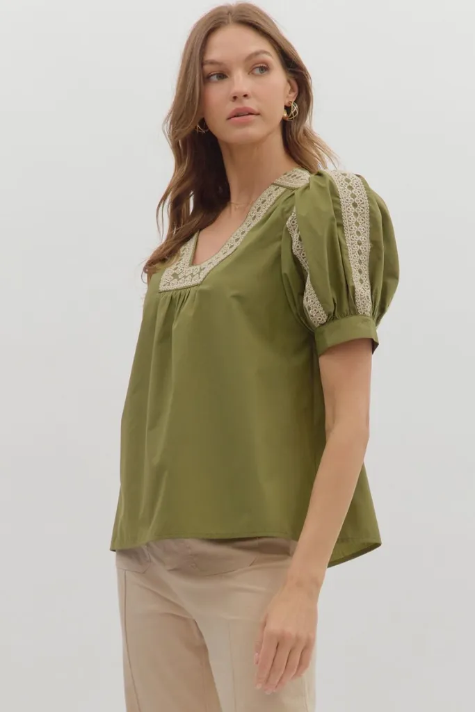 Valerie Crochet Trim Top Light material