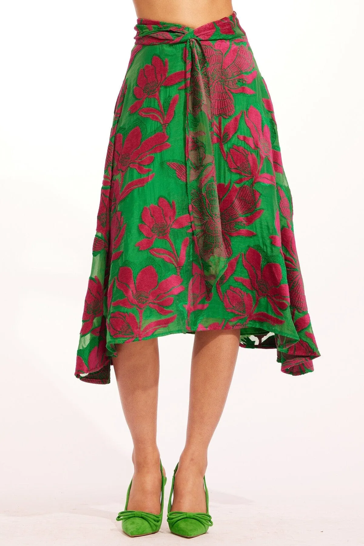 Vanderbilt Midi Skirt - Camellia Bloom Clean Mood Artisan Print